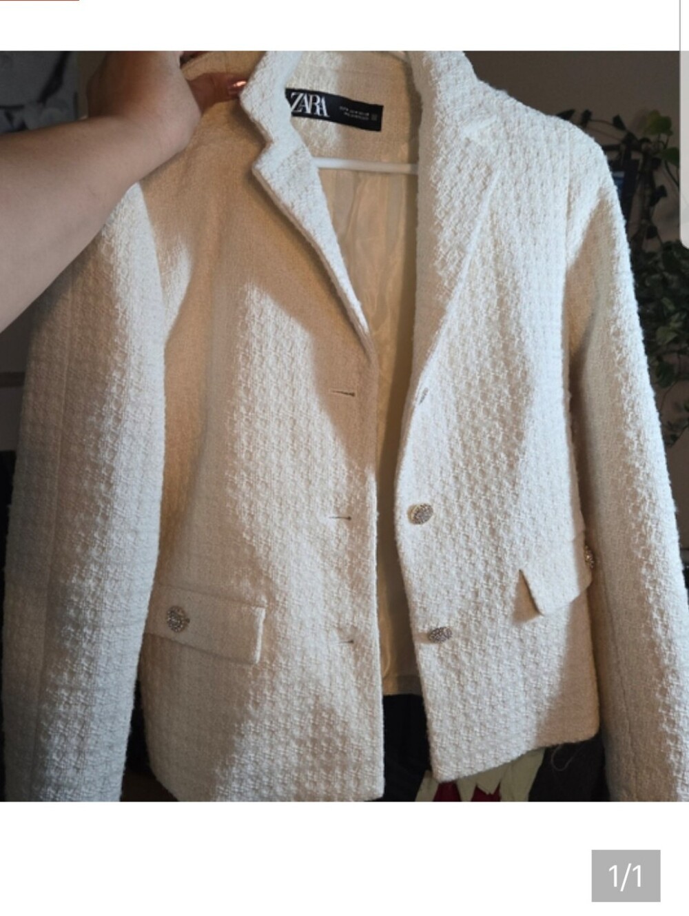 👒Zara tweed button up blazer jacket with front pockets